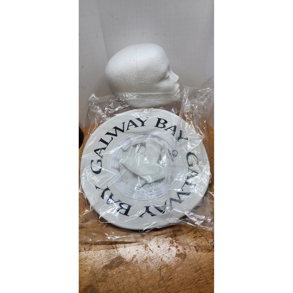 Galway Bay Golf Rain Hat White Waterproof Wide Brim Adjustable Bucket Hat